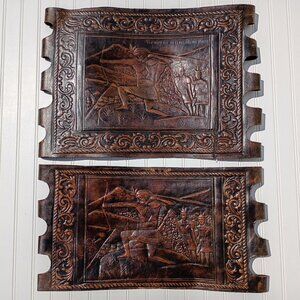 Angel Pazmino Tooled Leather Chair Seat Replacement Parts Warrior with Bow Vtg